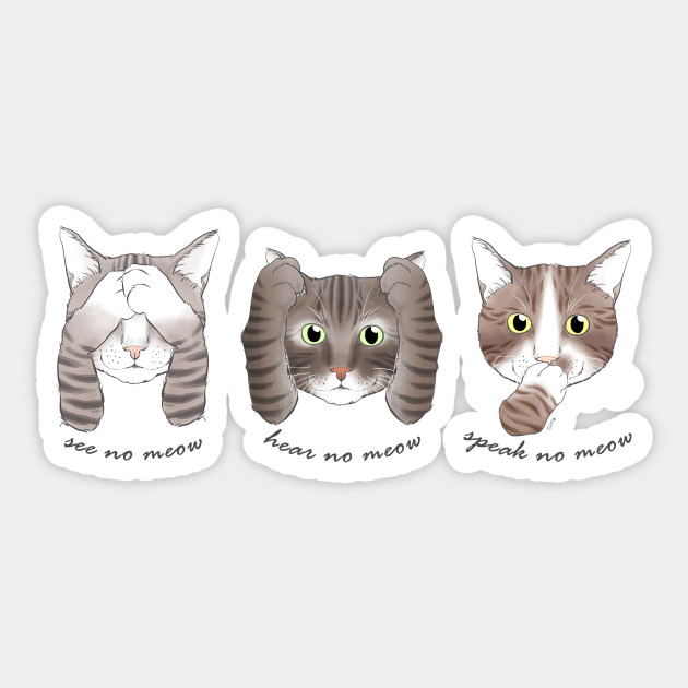 No Evil Cats Grey Tabby Cats See No Evil Hear No Evil Speak No