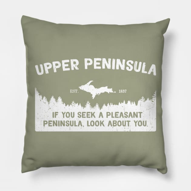 Upper Peninsula, Michigan's Pleasant Peninsula U.P. Pillow by GreatLakesLocals