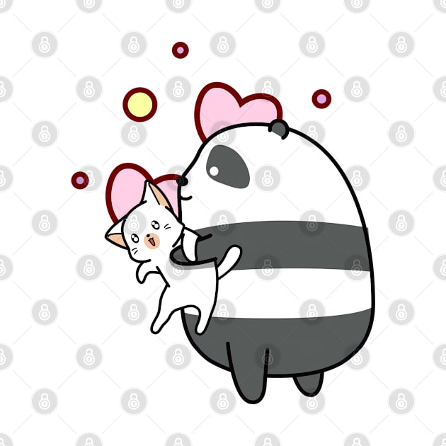 Cute Panda Loves Kiity - Adorable Panda - Kawaii Panda by Suga Collection