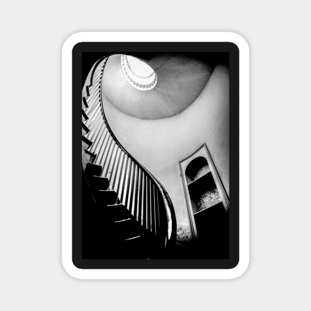 Spiral Staircase Black And White Magnet by tommysphotos
