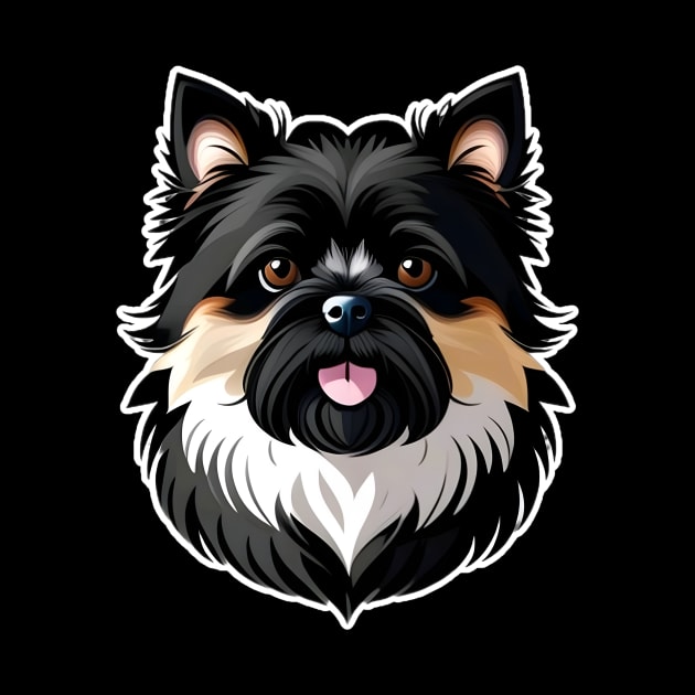 Head affenpinscher dog pet portrait cartoon vector illustration by art poo