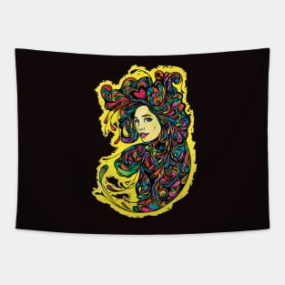 Doodle Girl Rainbow Tapestry