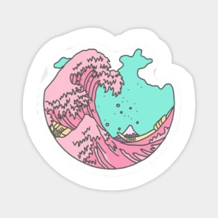 aesthetic wave summer sticker Magnet