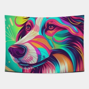 Happy Colorful Abstract Borzoi Tapestry