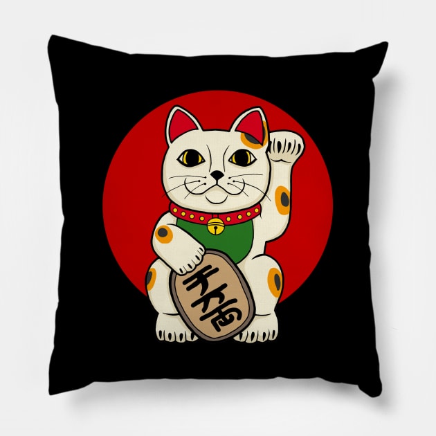 Lucky Cat Pillow by OogaBooga