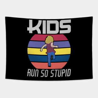 Kids Run So Stupid - Retro Child Tapestry