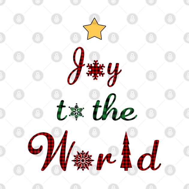 Joy to the world Christmas Tree Red Green Plaid. by Maxx Exchange