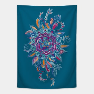 Deep Summer - Watercolor Floral Medallion Tapestry