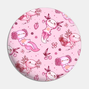 Kawaii Axolotl Pink Pattern Strawberry Aesthetic Pin