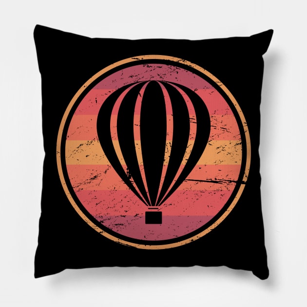 Retro Vintage Hot Air Balloon Graphic Pillow by MeatMan