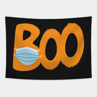 BOO - Orange text and Blue surgical mask Tapestry