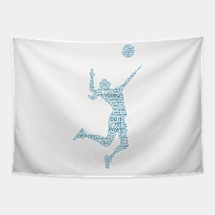 Volley Ball Player Silhouette Shape Text Word Cloud Tapestry