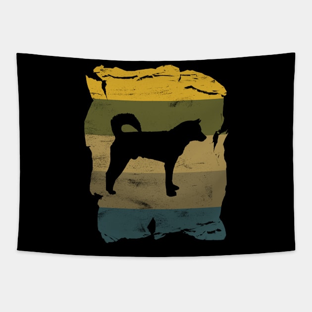 Korean Jindo Distressed Vintage Retro Silhouette Tapestry by DoggyStyles