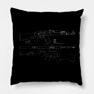 AK-47 Diagram (white) Pillow