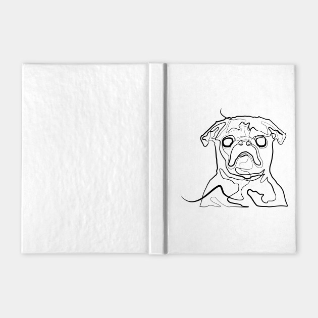 Pug Dog One Line Drawing Pug Notebook Teepublic