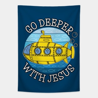 Go Deeper With Jesus Submarine Christian Funny Tapestry