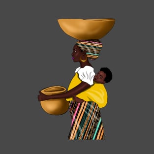 African Woman with Child, Mama Africa T-Shirt