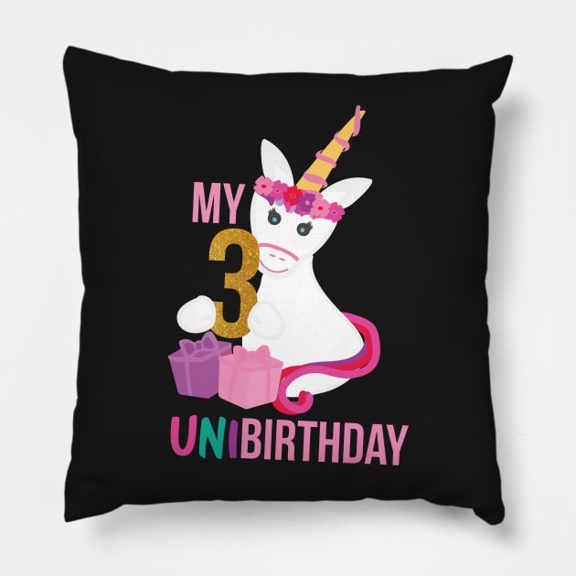 My 3rd UNIBIRTHDAY - Unicorn Birthday party Pillow by sigdesign