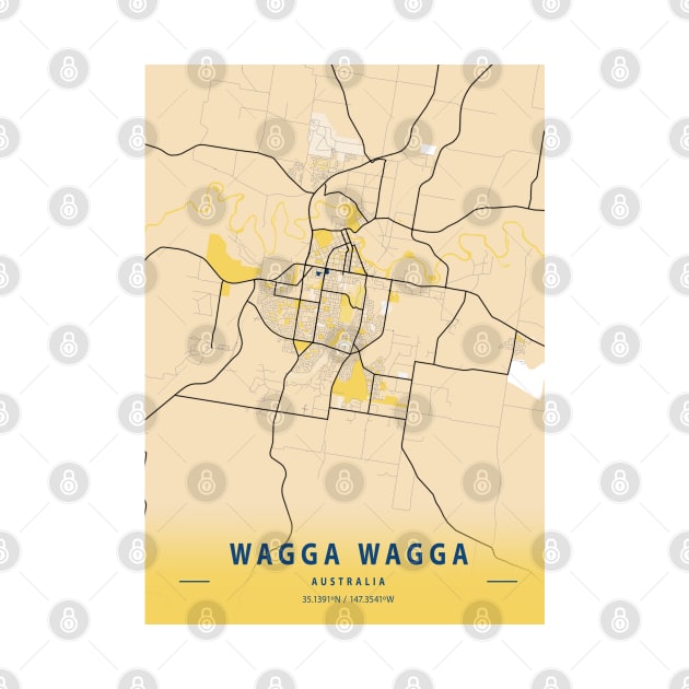 Wagga Wagga - Australia Yellow City Map by tienstencil