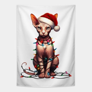 Christmas Sphynx Cat Tapestry