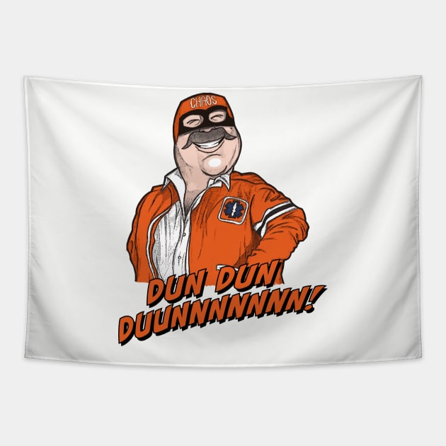 Captain Chaos Dun Dun Duunnnnnn! Tapestry by funkymonkeytees