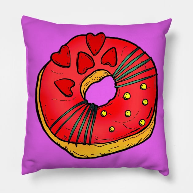 Heart Donut Pillow by minniemorrisart