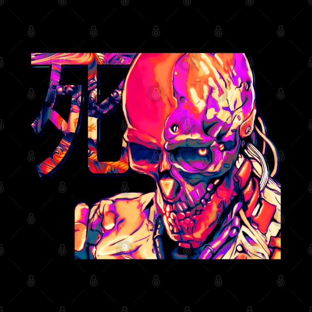 Death 死 "Shi" Skull Cyborg Cyberpunk Design by CultXLV