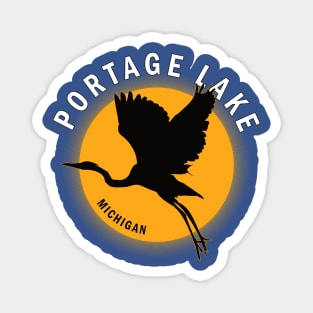 Portage Lake in Michigan Heron Sunrise Magnet