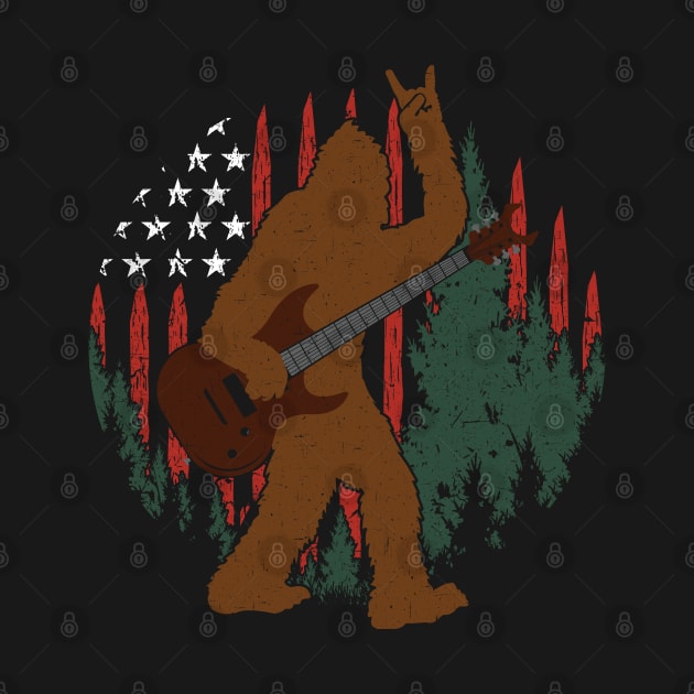 bigfoot rock and roll - bigfoot american flag by Tesszero