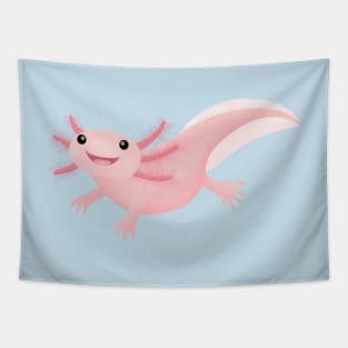 Cute pink happy axolotl Tapestry