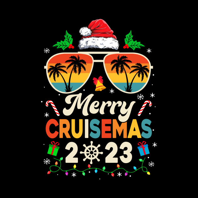 Merry Cruisemas 2023 Christmas Santa Reindeer Cruise Retro by James Green