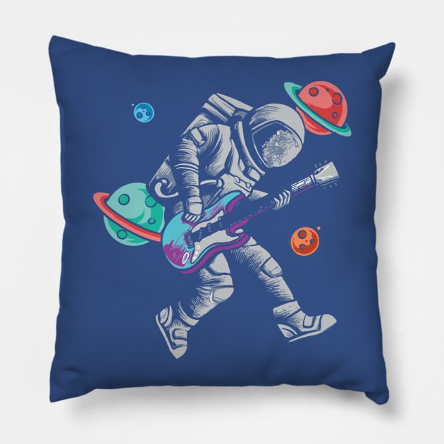 astronaut playing guitar 3 Pillow by whodi sease