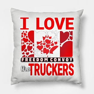 CONVOY TRUCK FOR FREEDOM -LIBERTE - I LOVE THE TRUCKERS RED LETTERS Pillow