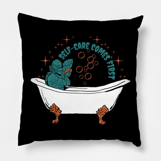Self-Care Comes First - Classic Monster Bath Pillow by TopKnotDesign