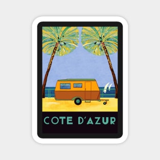 Vintage Caravan by the Ocean under Palm Trees Magnet