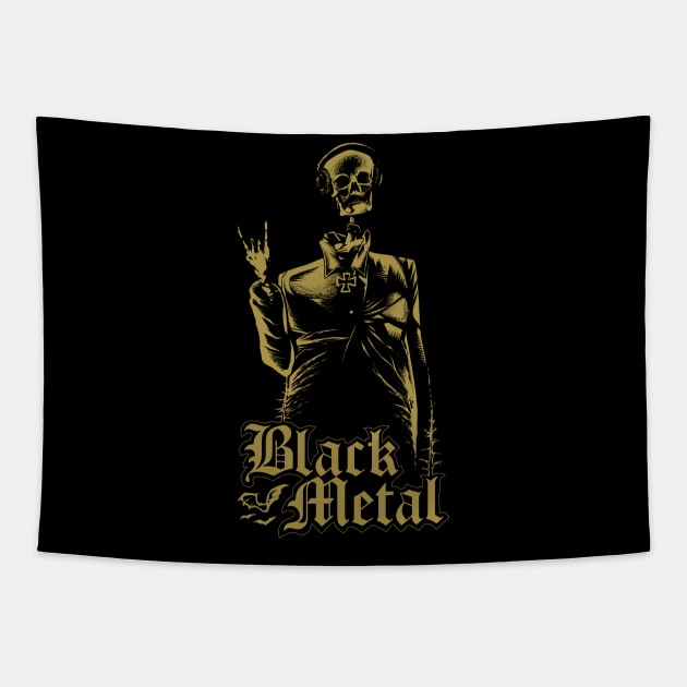 Black Metal (gold version) Tapestry by wildsidecomix