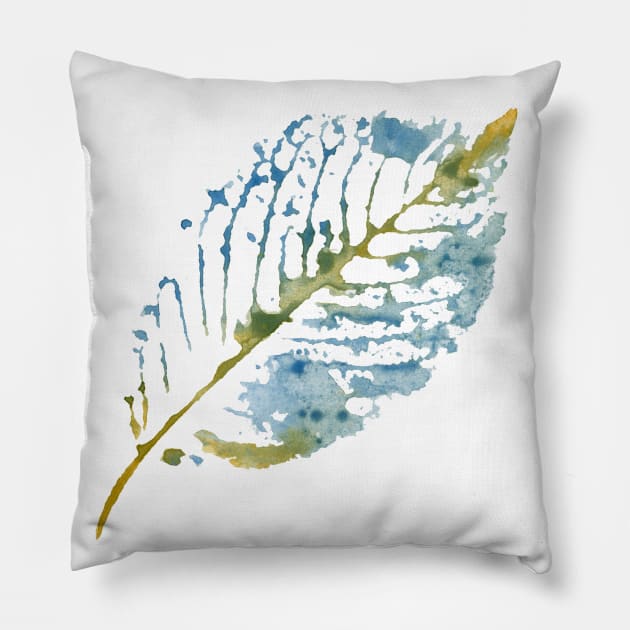 Watercolor autumn leaf Pillow by meheva