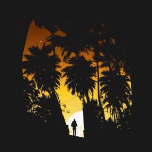 Palm Tree Sunset Landscape - California T-Shirt