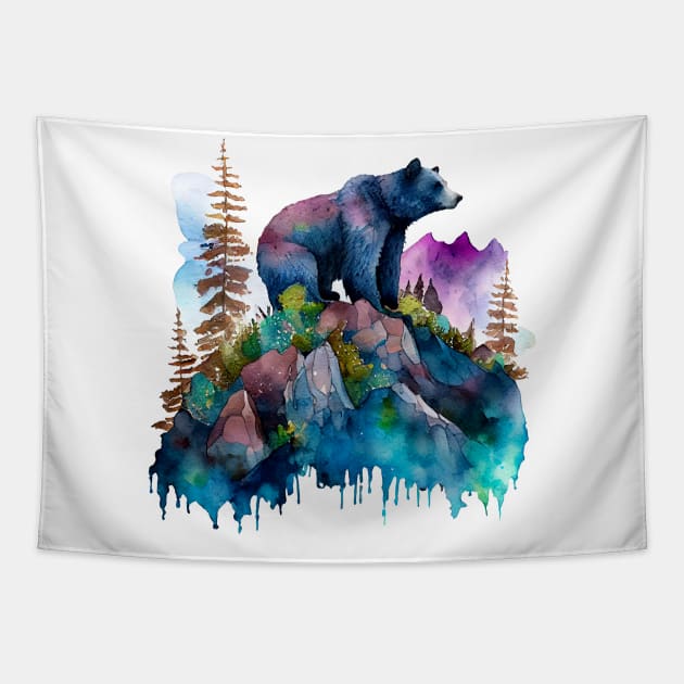 Watercolor Bear design Tapestry by Kingdom Arts and Designs