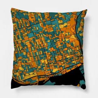 Toronto Map Pattern in Orange & Teal Pillow