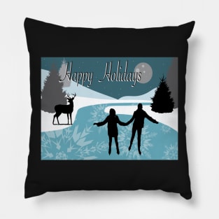 Winter Greetings Happy Holidays Snow Card Pillow