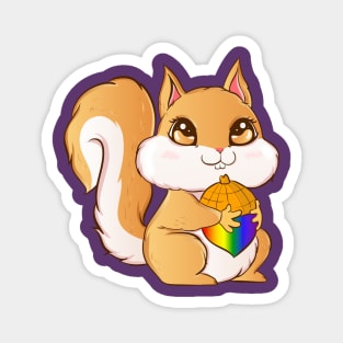 Gay Pride Kawaii Squirrel with Rainbow Nut Funny Gift Magnet