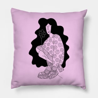 Woman with the flower Pillow