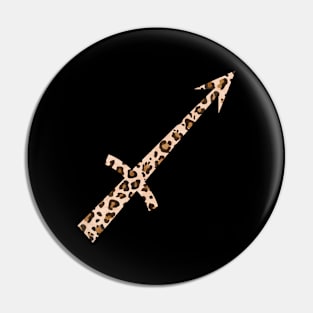 Sagittarius Zodiac Horoscope Symbol in Leopard Print Pin