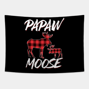 Red Plaid Papaw Moose Matching Family Pajama Christmas Gift Tapestry