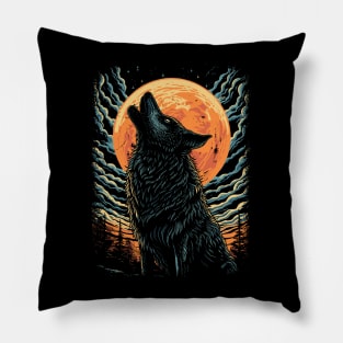 Howling wolf at the moon Pillow