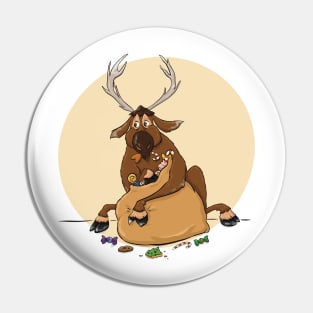 Greedy Reindeer Pin