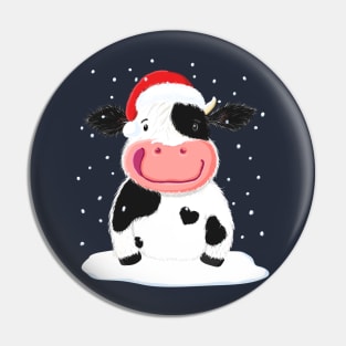 A Happy Holstein Cow In The Christmas Snow Pin