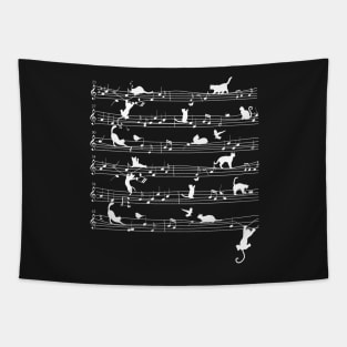 Cute Cat Kitty Playing Music Note Clef Musician Art Tapestry