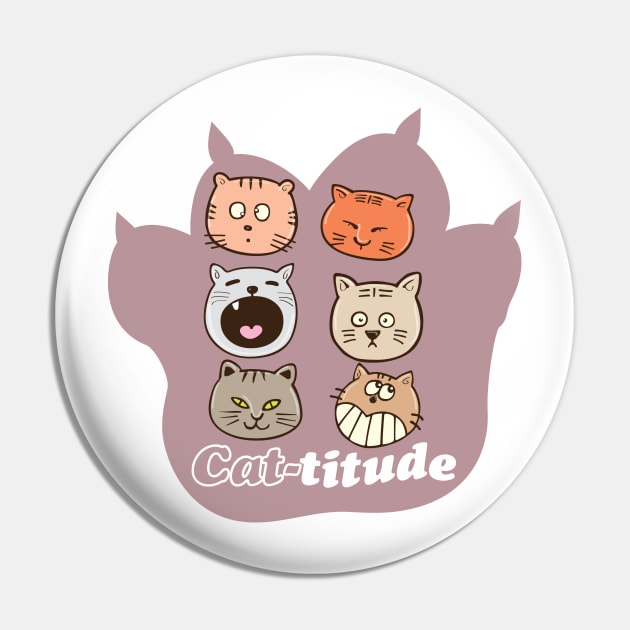 Cattitude Pin by YasudaArt